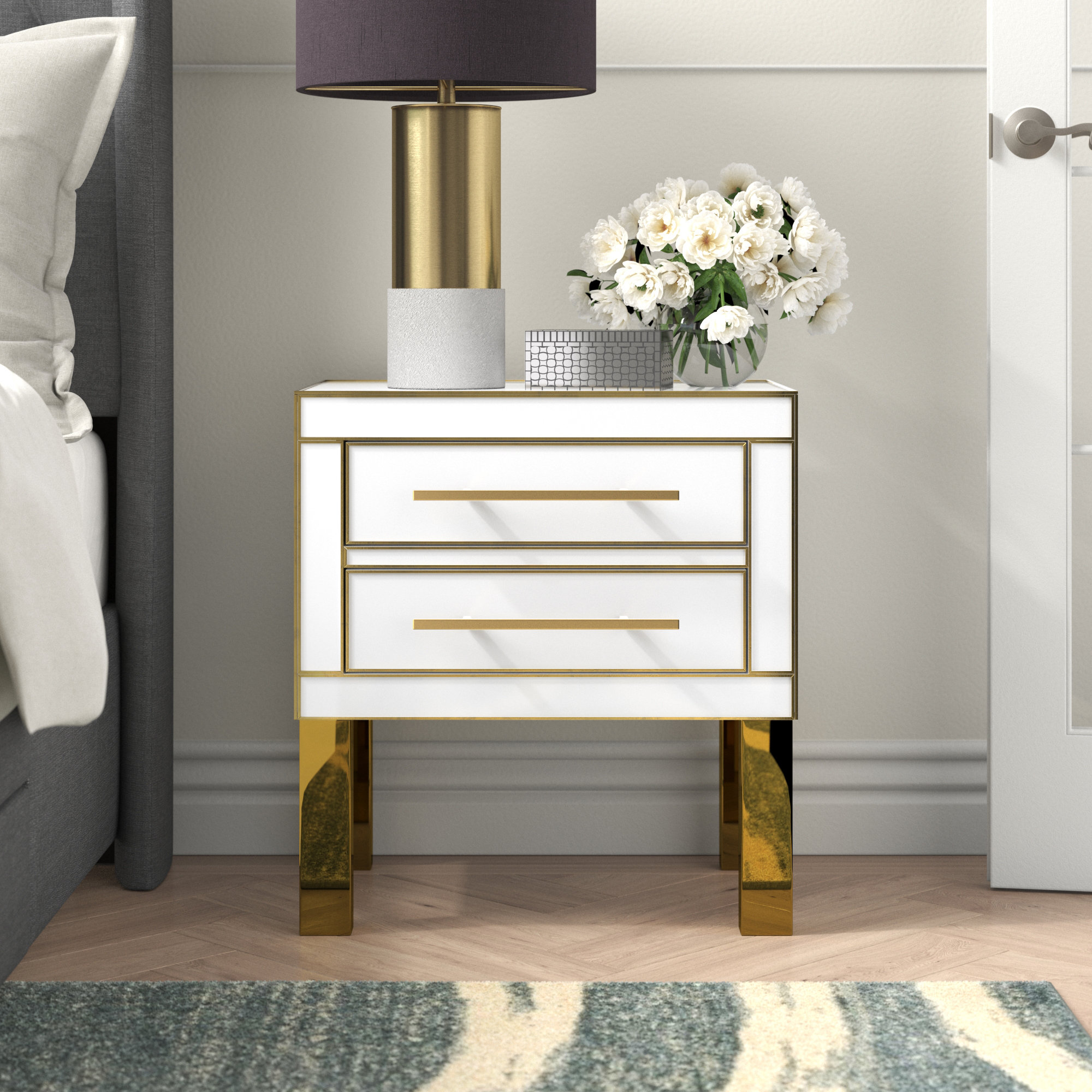 wayfair white and gold nightstand