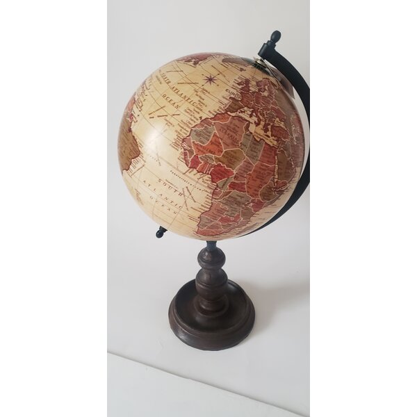 Vintage Wood World Map Globe Decorative Desktop Rotating Geography Globe Antique 