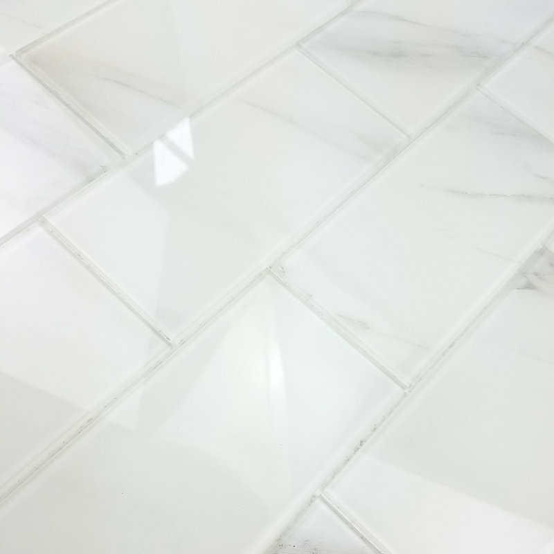 Abolos Nature Wall Backsplash Straight Edge 4 X 8 Gl Subway Nature Wall Backsplash Straight Edge 4 X 8 Gl Subway Tile In Calacatta White