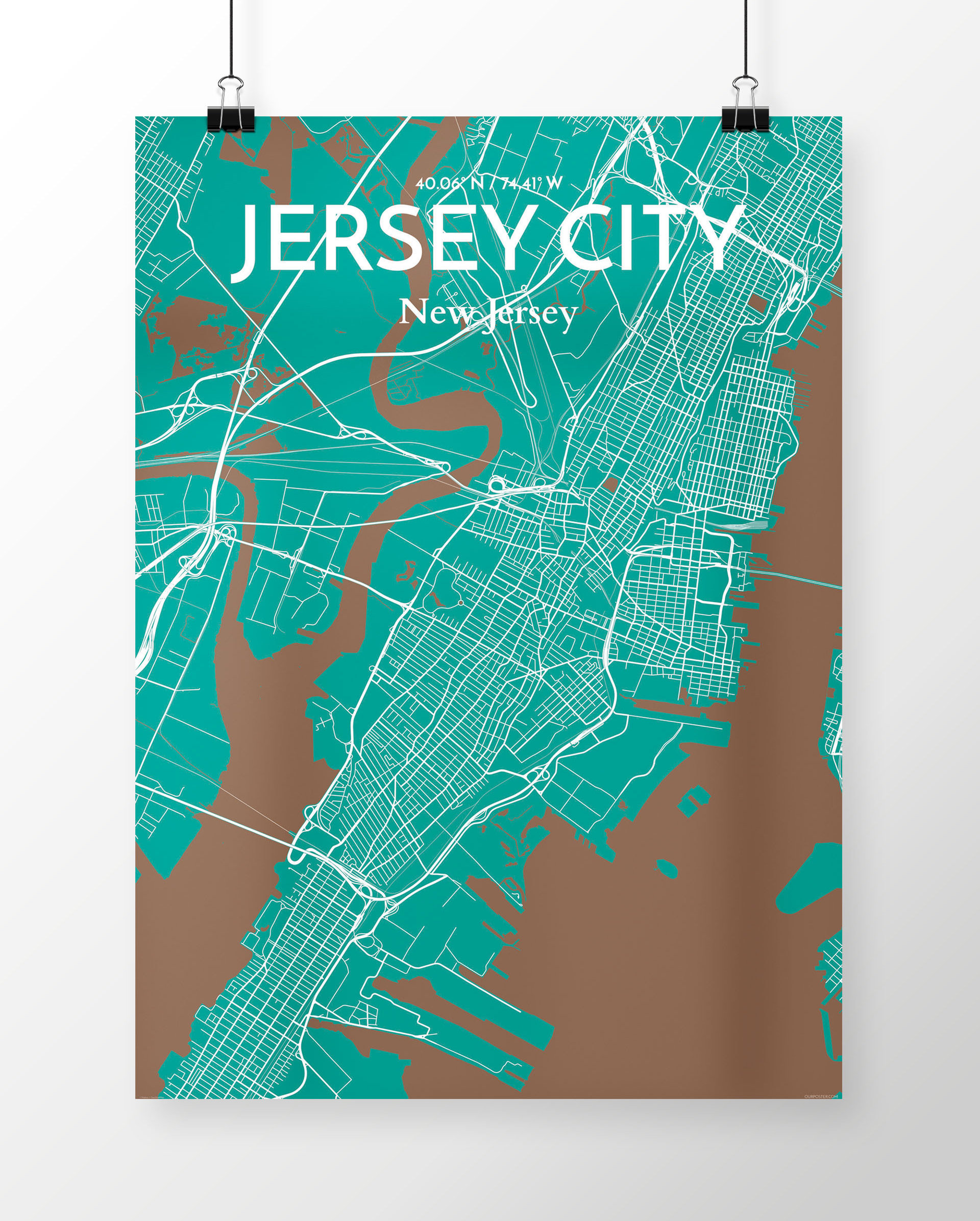 Wrought Studio Jersey City Map Unframed Graphic Art Wayfair