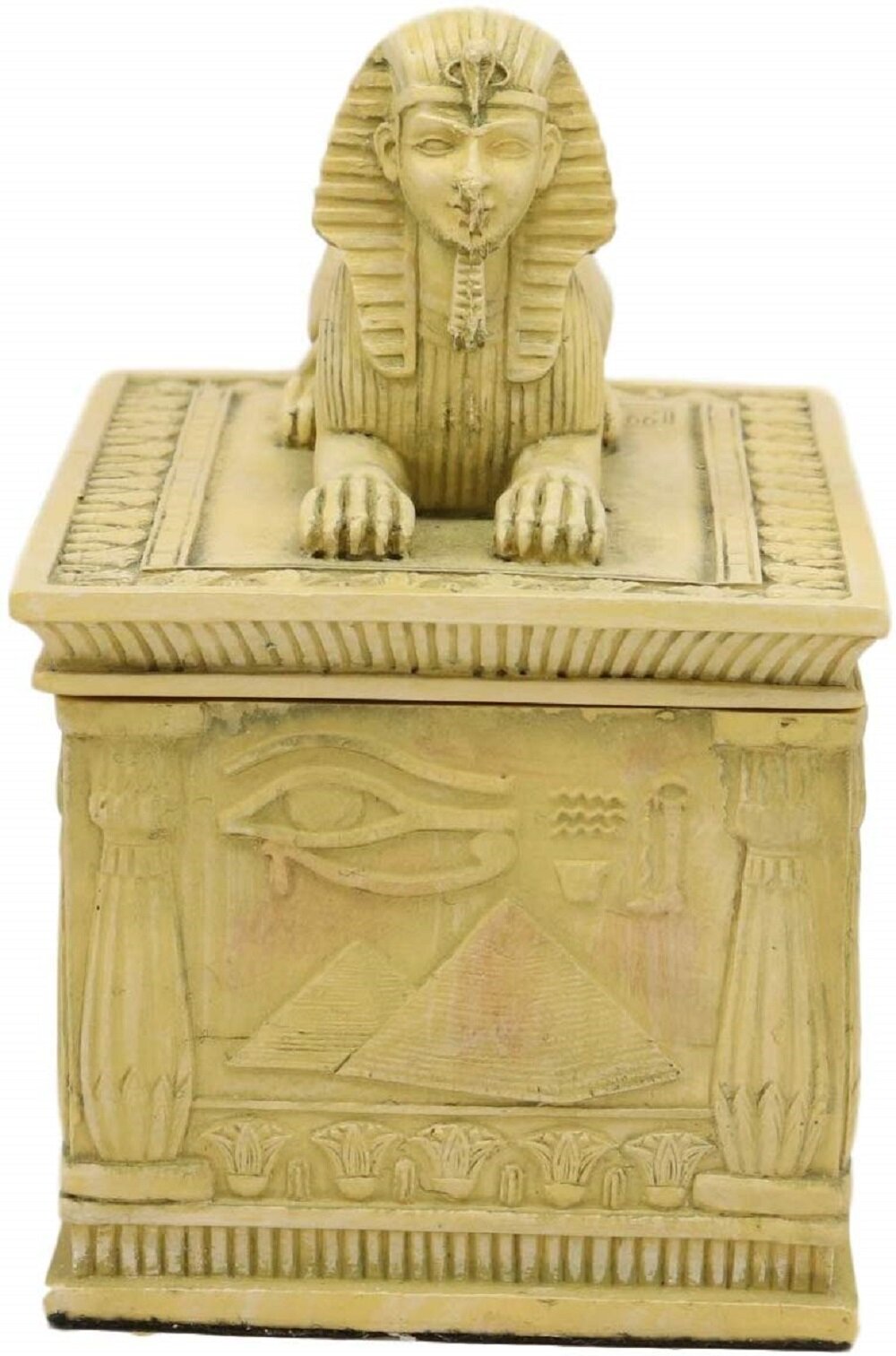 4.25 Inch Egyptian Gods Pyramid Shaped Jewelry//Trinket Box Figurine