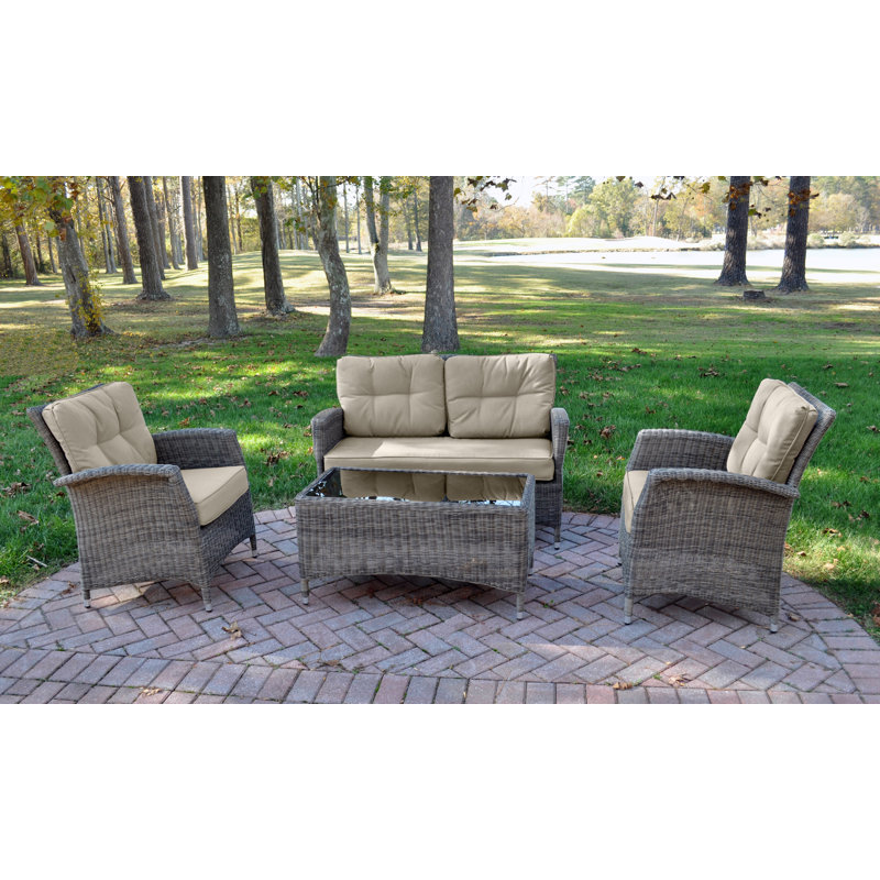 Canora Grey Branstetter 4 Piece Rattan Sunbrella Sofa Seating