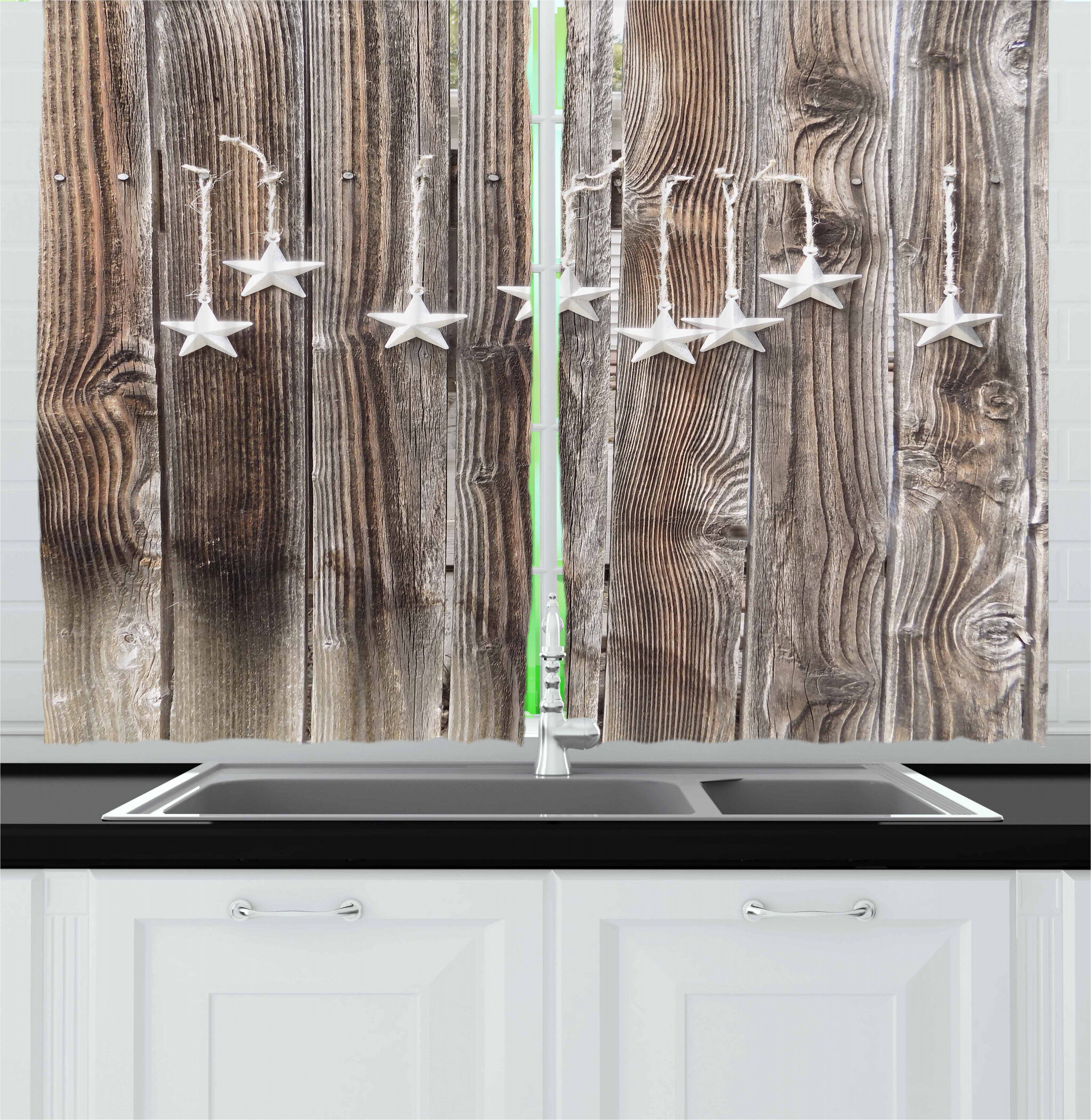 East Urban Home 2 Piece Primitive Country Kitchen Curtain Wayfair