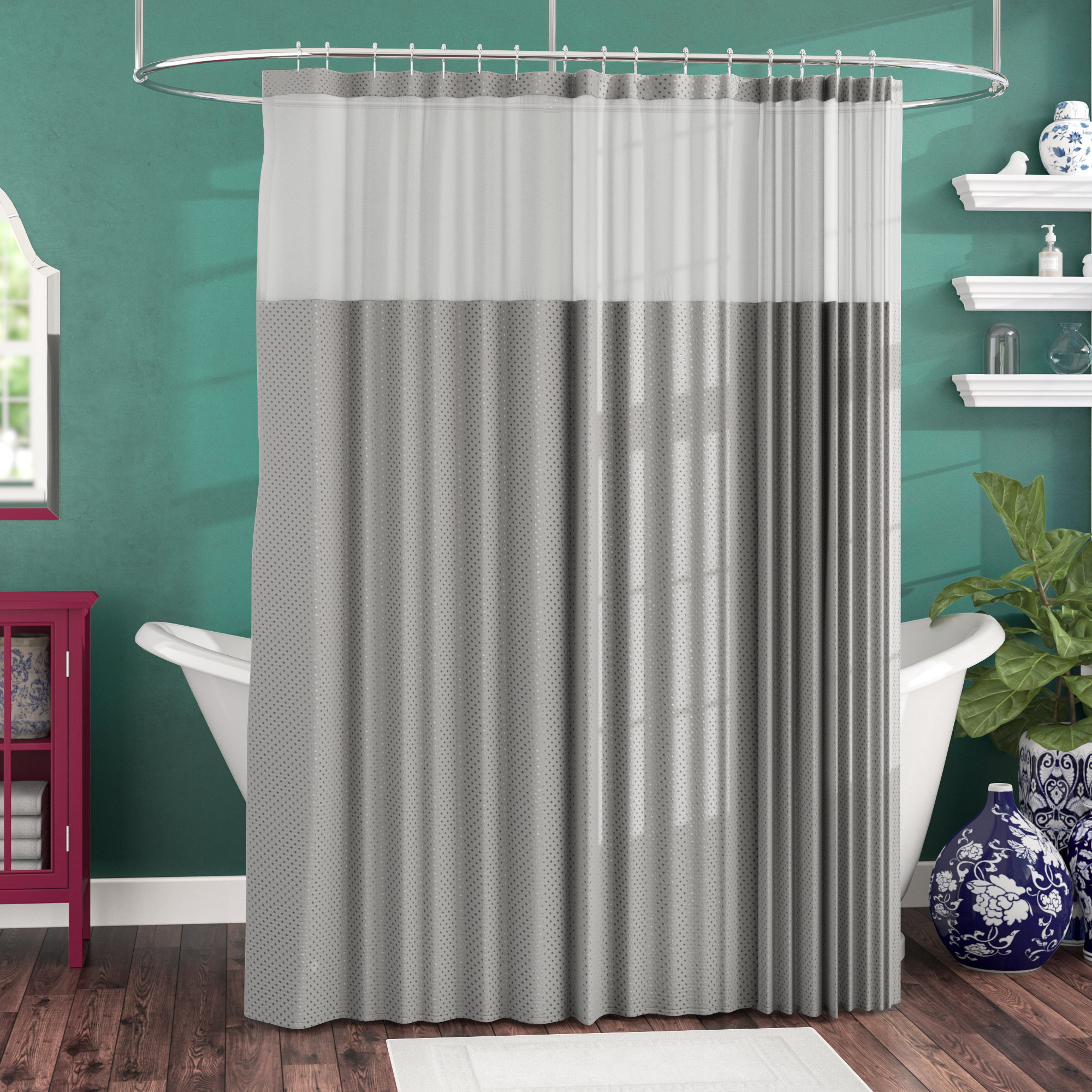 Bamboo Depth Waterproof Bathroom Polyester Shower Curtain Liner Water Resistant