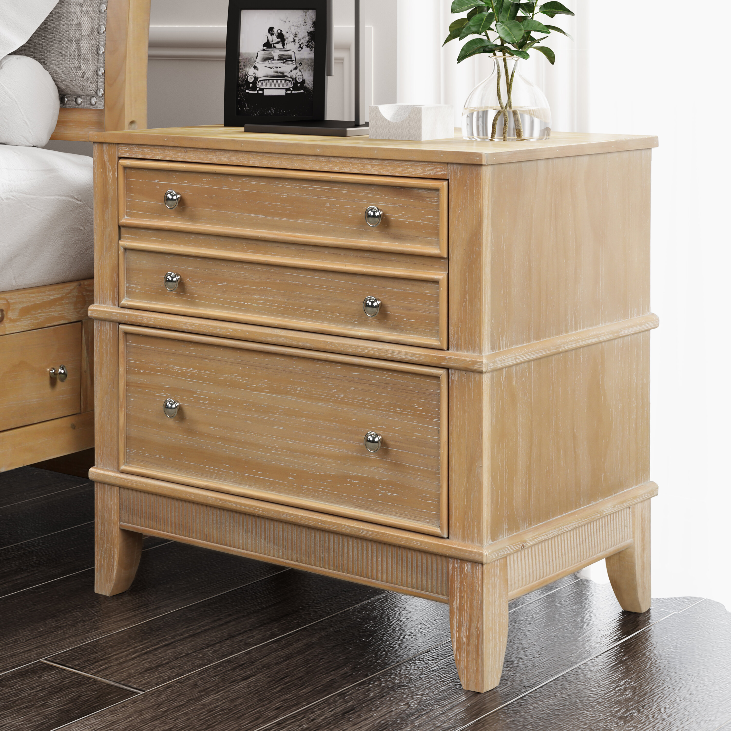 light wood nightstand with drawer