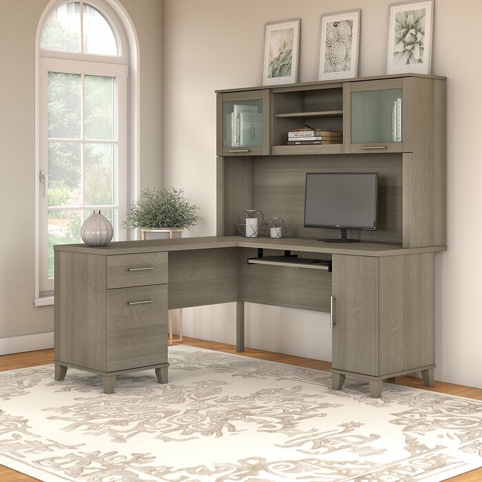 Latitude Run Kittle Somerset L Shaped Executive Desk With Hutch