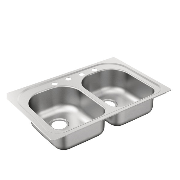 Moen 2000 Series 33" x 22" Double Basin Drop-In Kitchen ...