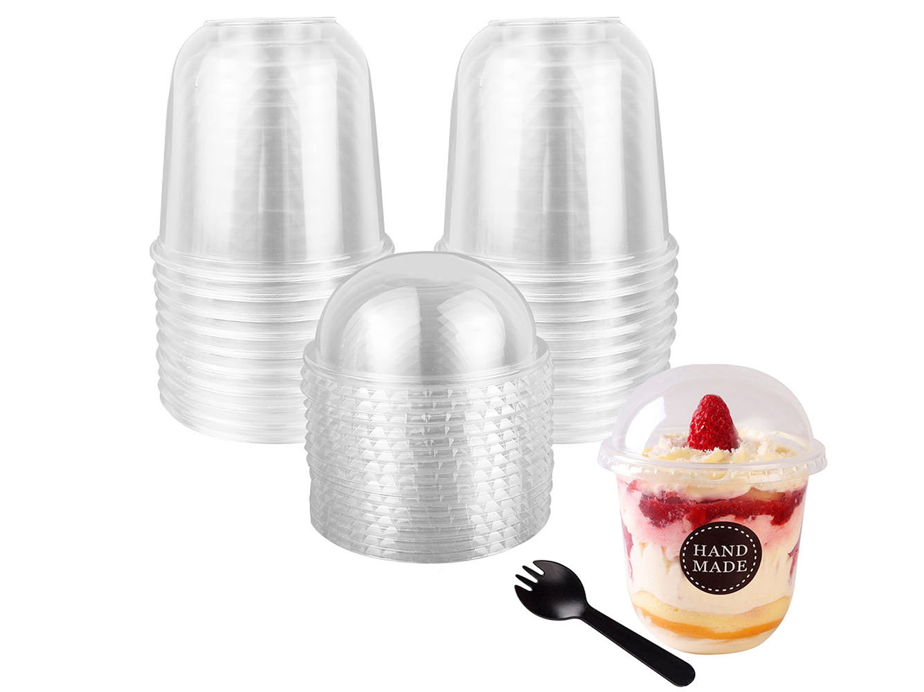 19th Street Disposable Clear Plastic Cups Ice-Cream Cups With Dome Lids ...