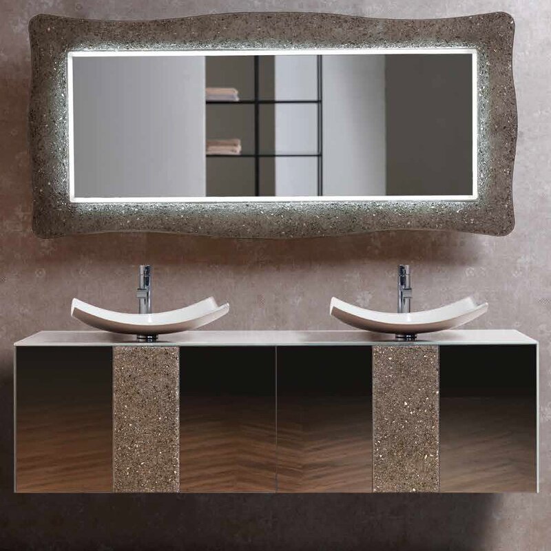 Everly Quinn Kennison Glow Luxury Crystal 63 Wall Mounted Double Bathroom Vanity Wayfair