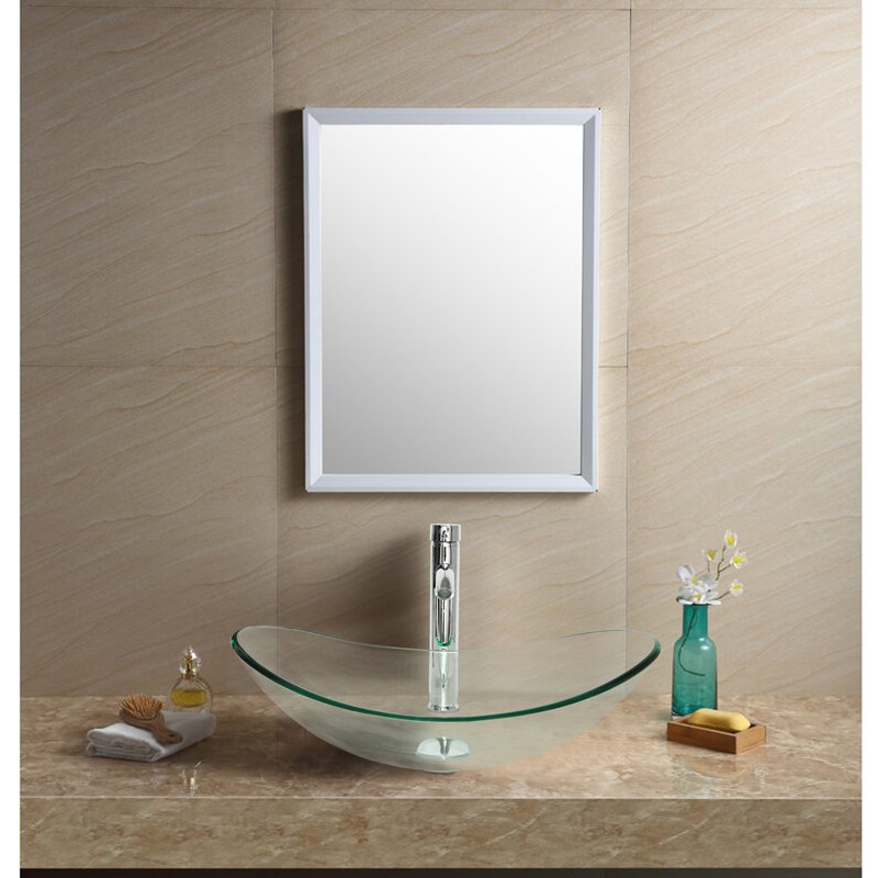 Flanna Tall Transparent Glass Oval Console Bathroom Sink With Faucet