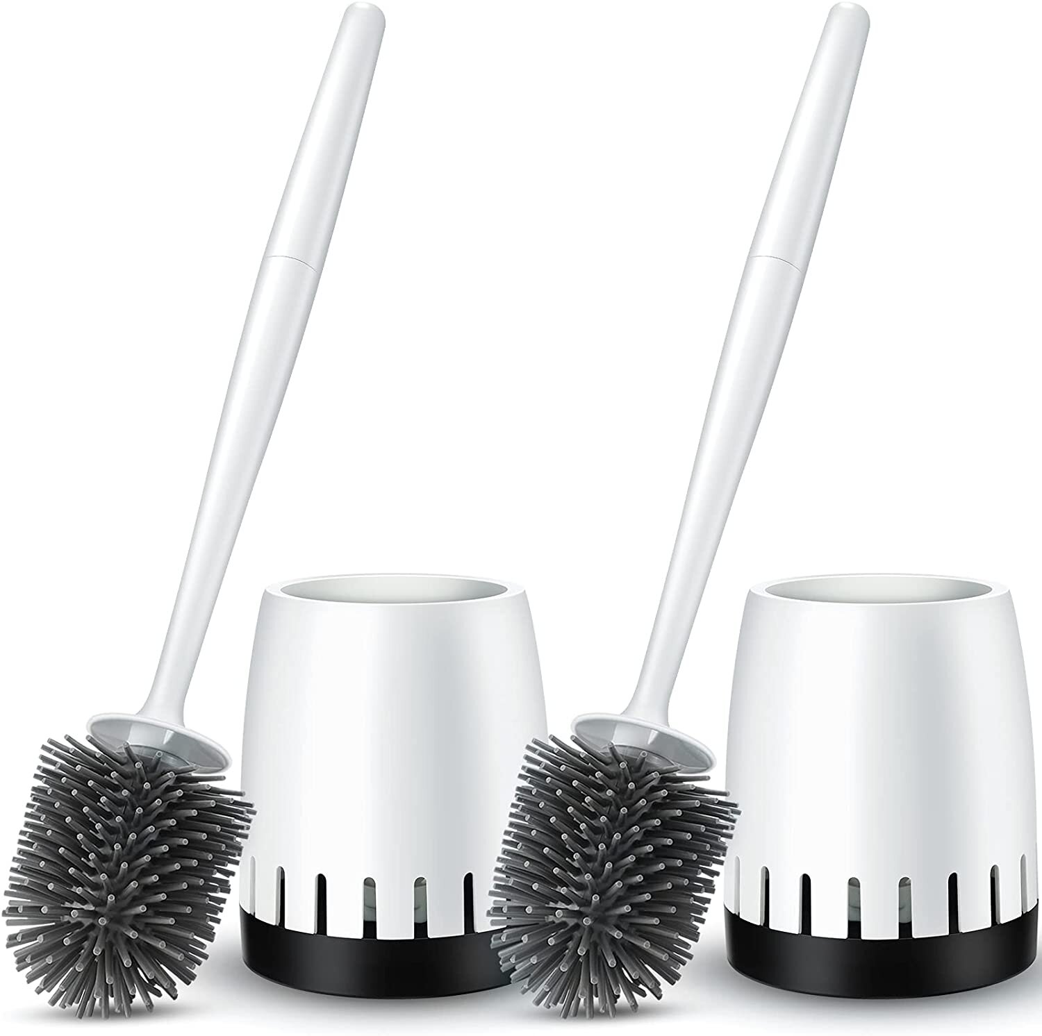 Deluxe Heavy Duty Toilet Plunger with Bowl Brush Caddy Holder 1 or 2 Pack 