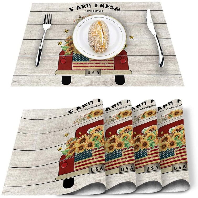 Placemats Set of 4,Art Deco 6 Heat-Resistant Placemats Washable Table Mats for Kitchen Dining Table
