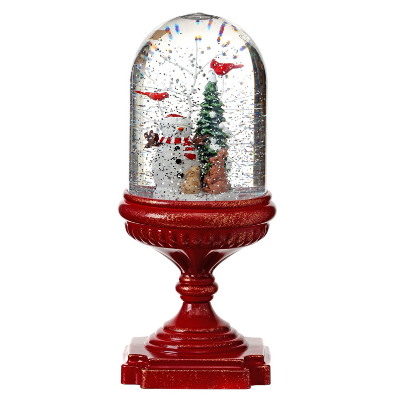 Cardinal lantern glitter operated lightedwaterlanterns swirling The Holiday Aisle® LED B/O Timer Snowman Pedestal Water Globe & Reviews