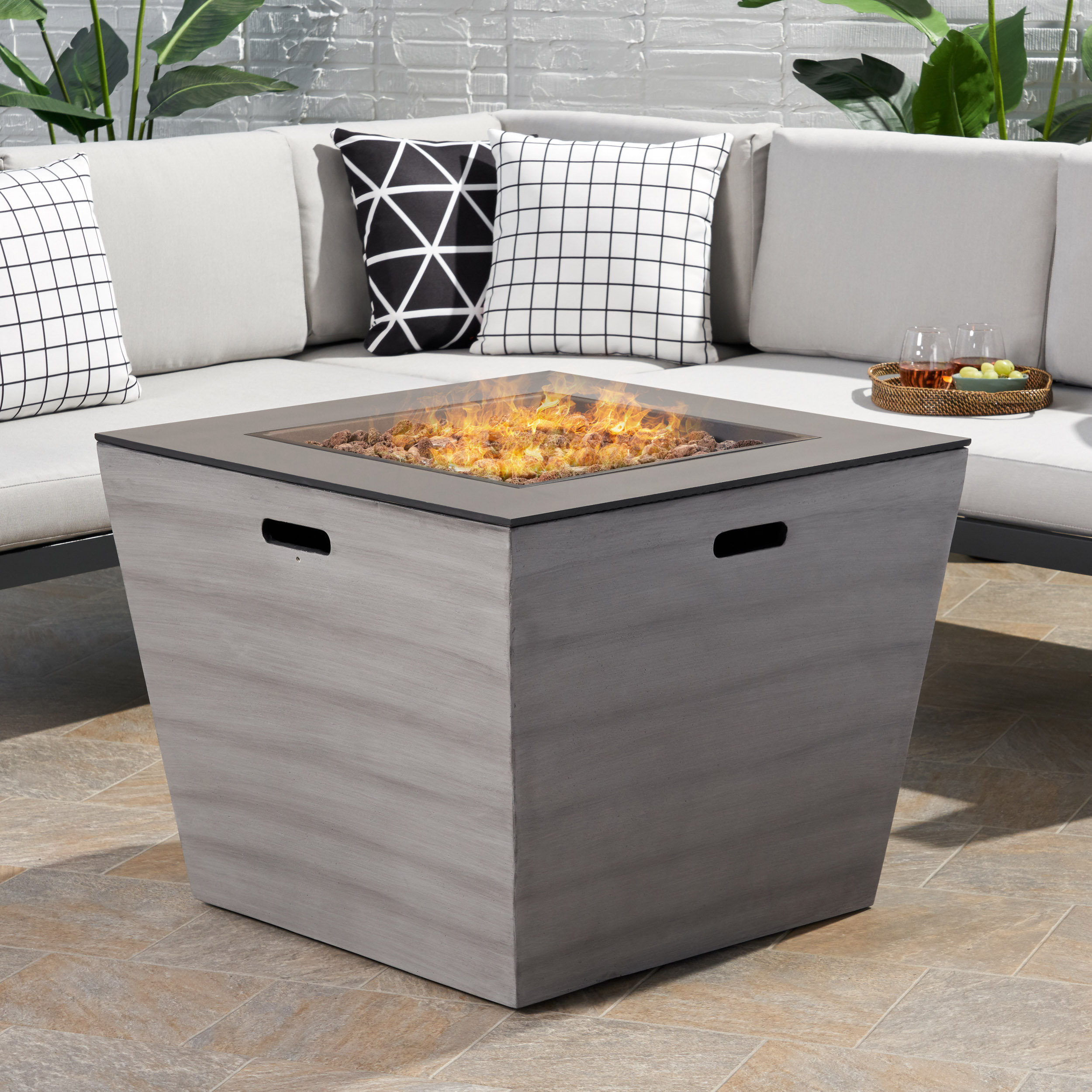 Ebern Designs Zyta 24.0'' H x 30'' W Concrete Propane Outdoor Fire Pit  Table & Reviews | Wayfair
