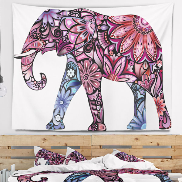 East Urban Home Animal Purple Cheerful Elephant Tapestry Wayfair