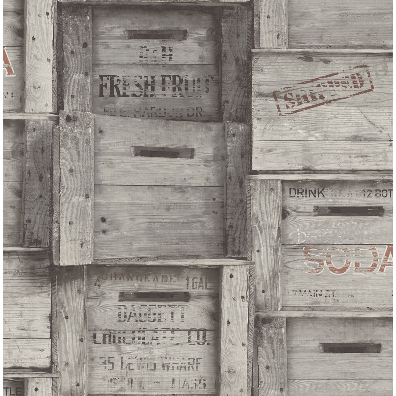 Union Rustic Moyle Crates Distressed Wood 33 X 20 5 Geometric Panel Wallpaper Reviews Wayfair