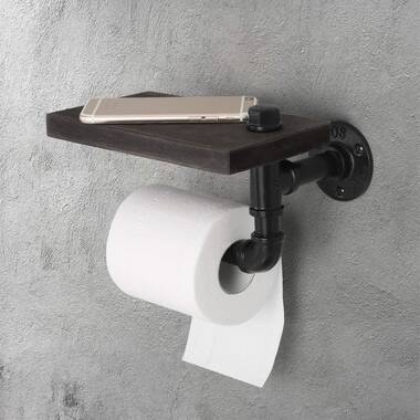 Metal Wall Towel and Toilet Paper Holder Enamelware White with Black Trim 