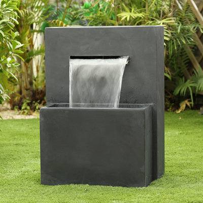 Gray Resin Waterfall Outdoor Fountain