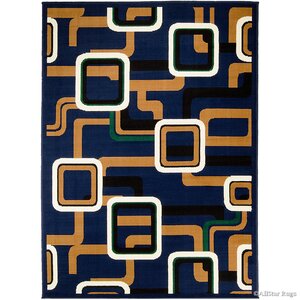 Hand-Woven Navy Area Rug