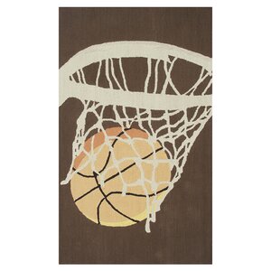 Hoops Hand-Hooked Brown Area Rug