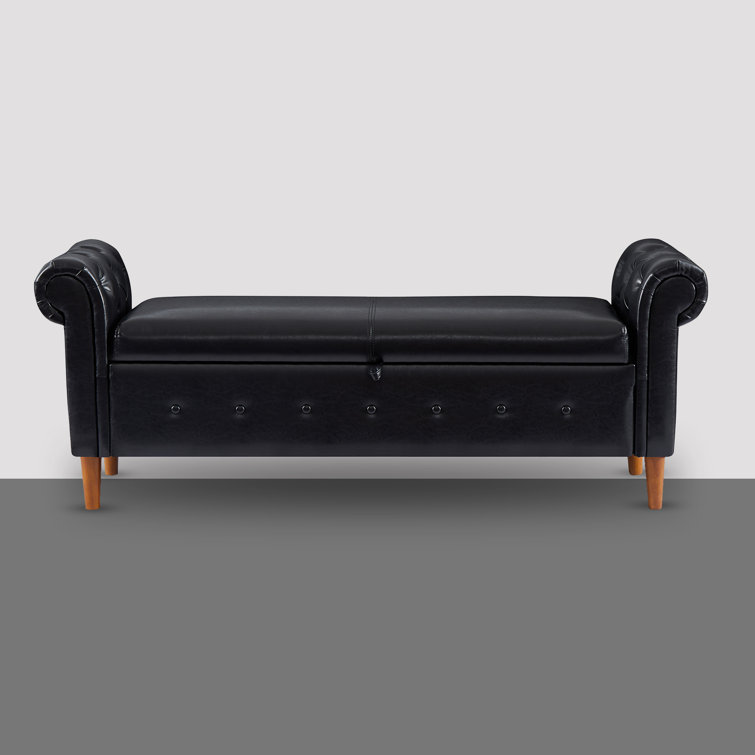 Canora Grey Black Multifunctional Storage Rectangular Sofa Stool Bench ...