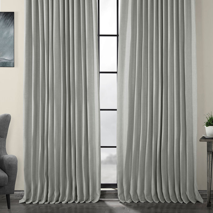 Faux Linen Semi Sheer Voile Half Window French Door Curtains Rod