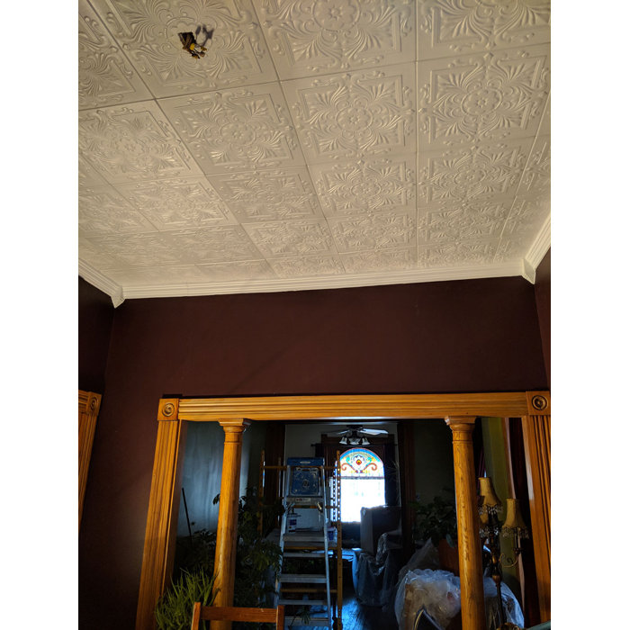 Victorian 1 6 Ft X 1 6 Ft Foam Glue Up Ceiling Tile In Plain White
