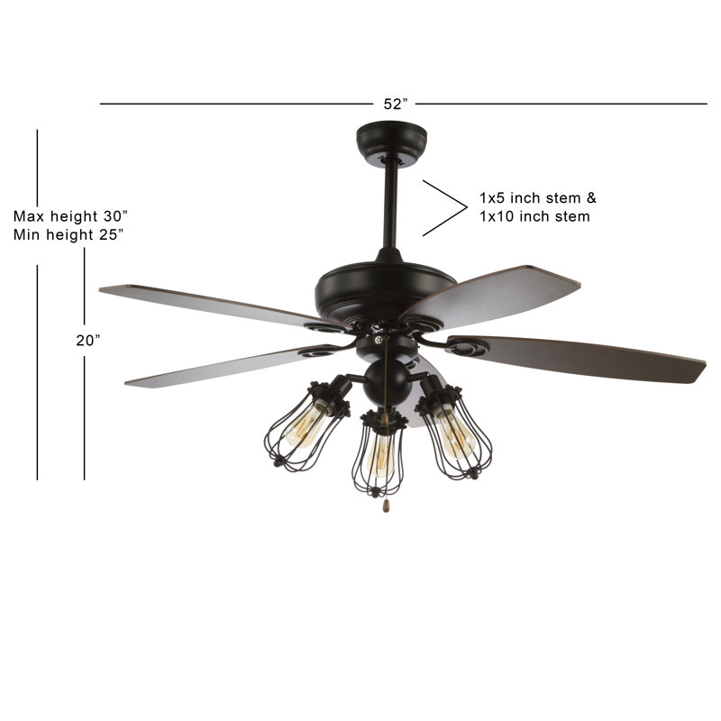 17 Stories 52 Varela 5 Blade Ceiling Fan Light Kit Included
