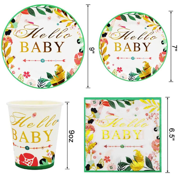 Mingshanancient Baby Shower Plates Baby Shower Party Set For Boy Or Girl Disposable Tableware Include Plates Cups Napkins For Birthday Party Baby Shower Decorations Disposable Tableware For 25 Guests Wayfair