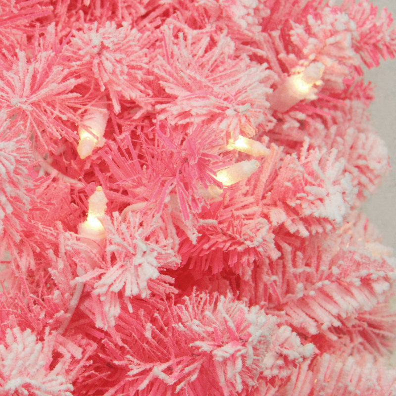 Northlight 6 Pre Lit Flocked Pink Artificial Christmas Tree Clear Lights Wayfair