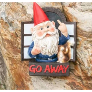Grumpy Gnome Go Away Wall Plaque 8.75 inch 