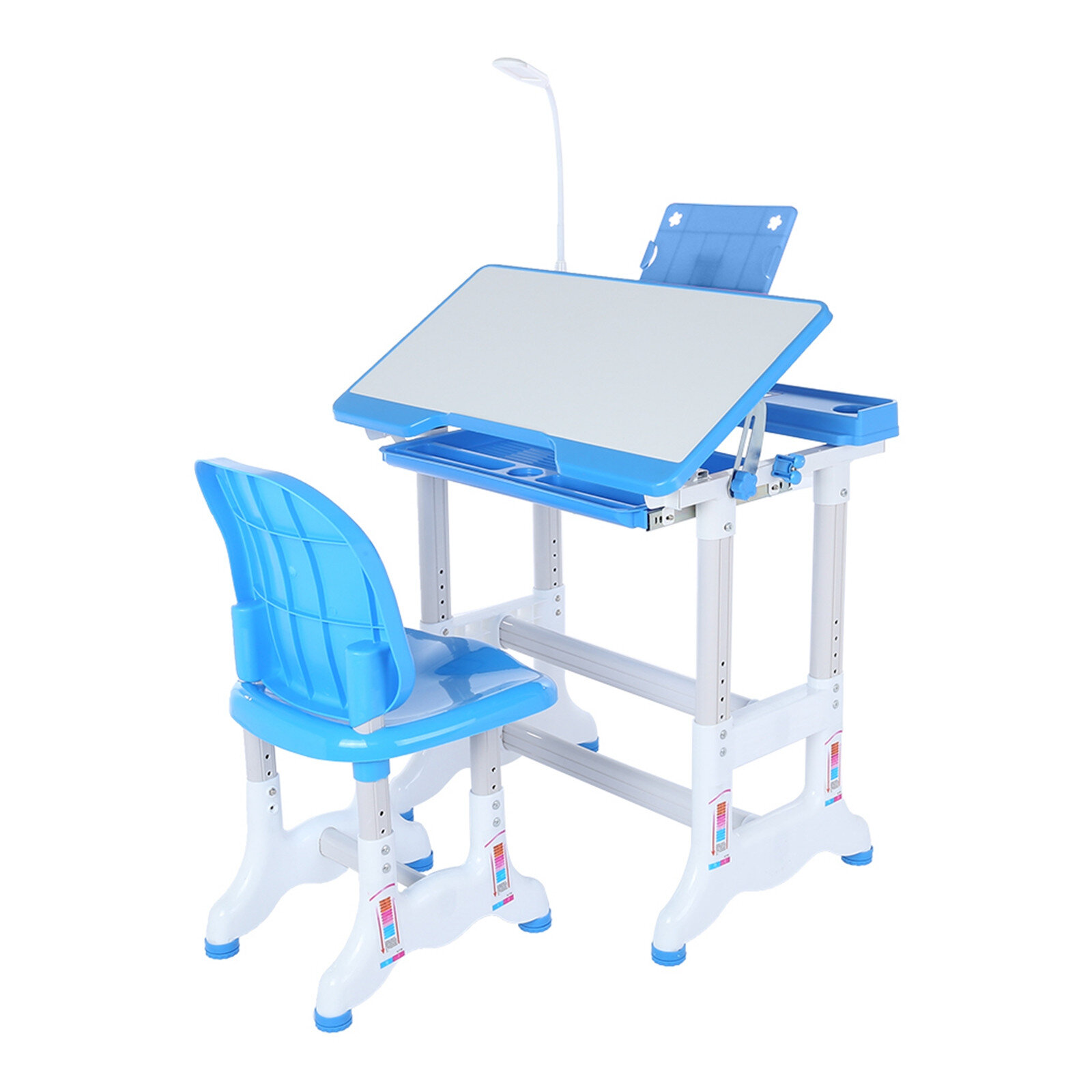 Isabelle Max Kid Desk Chair Set Height Adjustable Children School Study Desk With Tilt Desk Bookst Light Hook Drawer For Boys Girls Wayfair