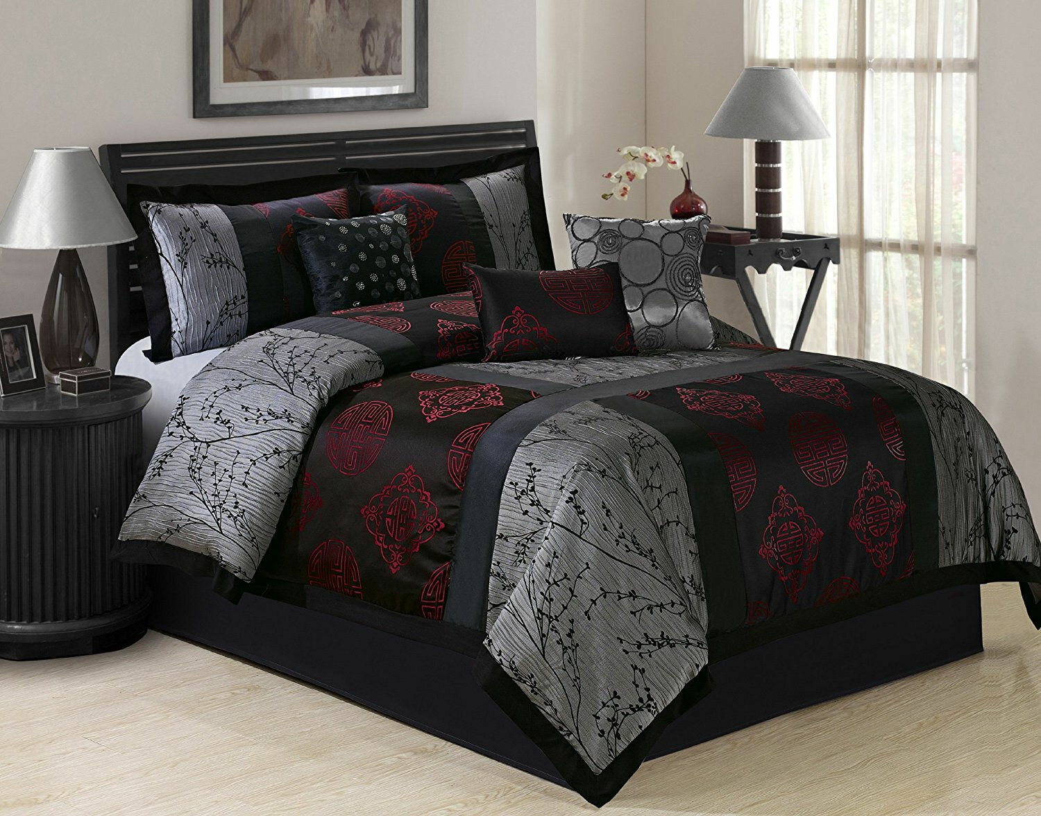 black and gray duvet