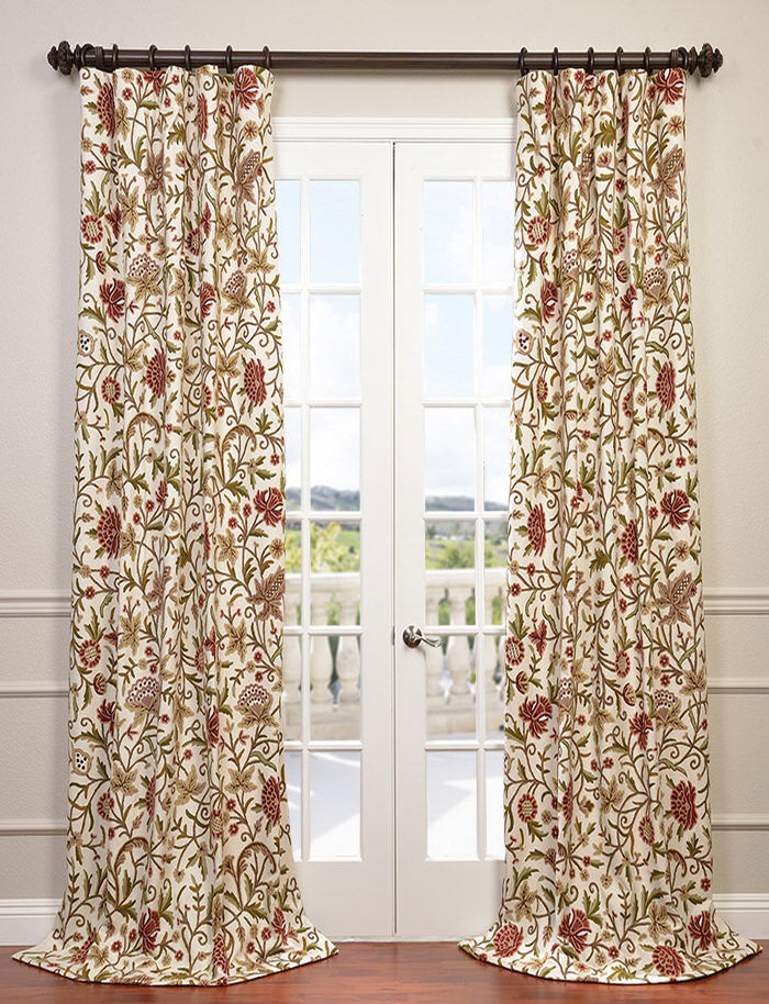 Darby Home Co Girardeau Floral Embroidered Cotton Crewel Rod