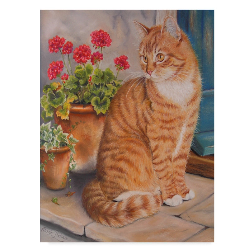 Trademark Art Ginger Cat On Doorstep Acrylic Painting Print On