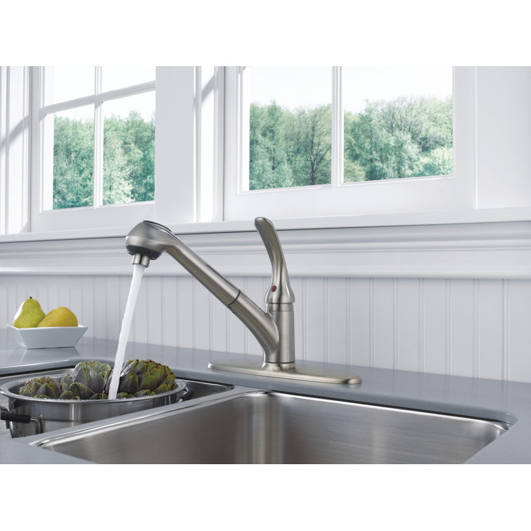 Foundations Pull Out Single Handle Kitchen Faucet with Diamond Seal  Technology