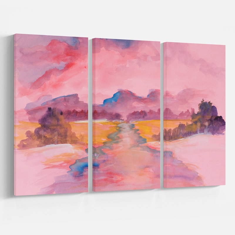 East Urban Home Abstract Pink Fine Art Oil Painting Print Multi