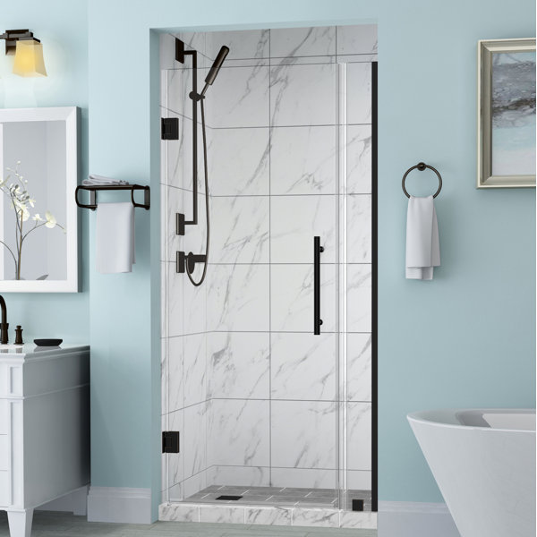 Aston Belmore 43 25 W X 72 H Hinged Frameless Shower Door Reviews Wayfair