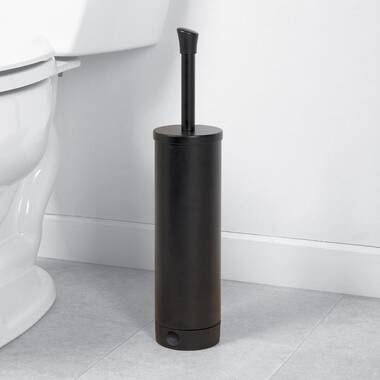 Bathroom Cleaning Storage InterDesign Slim Toilet Bowl Brush and Holder Black/Brushed Stainless Steel