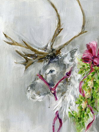 Holiday - Christmas Reindeer by Susan Pepe - Wrapped Canvas Painting