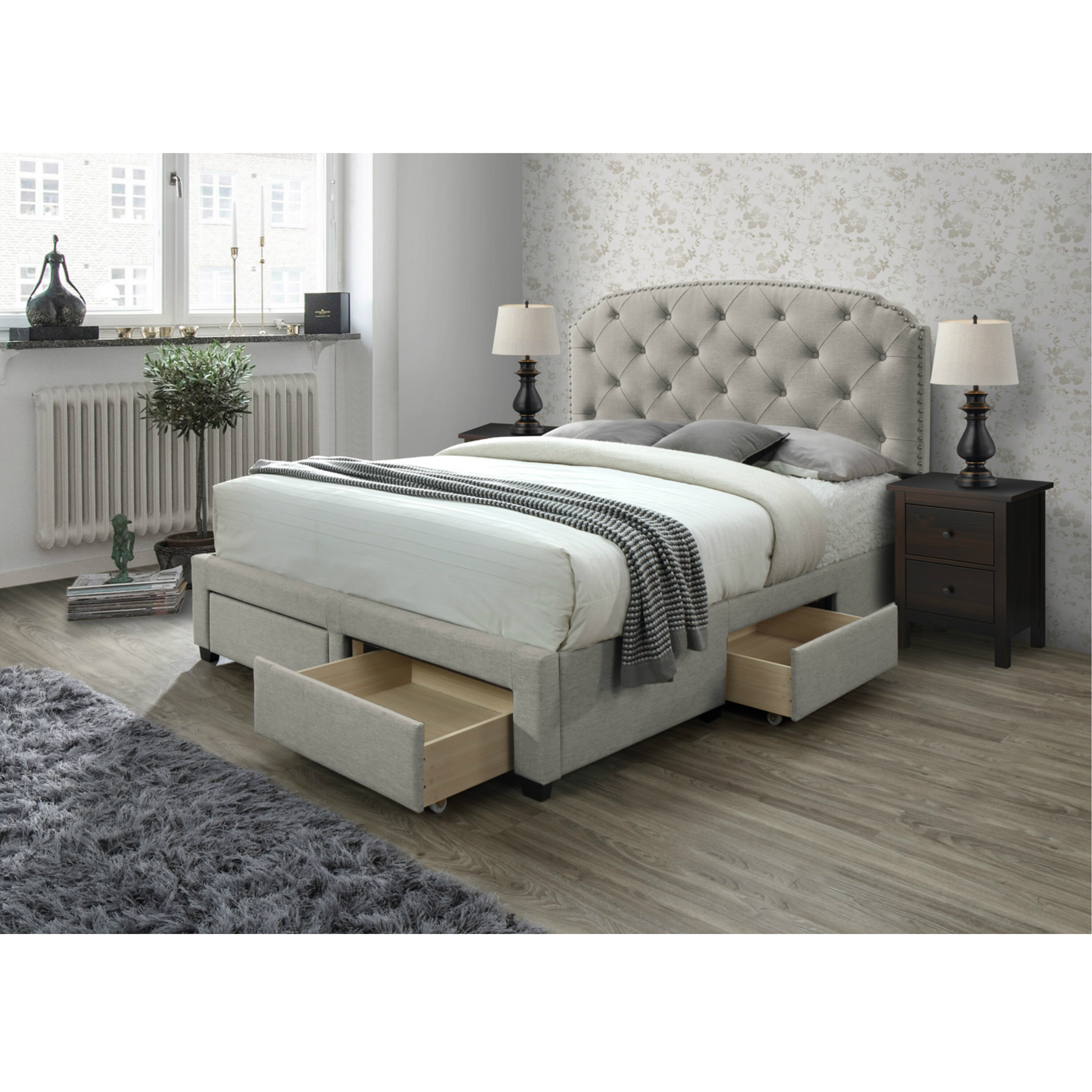 Grovelane Emmett Tufted Upholstered Storage Standard Bed Reviews Wayfair