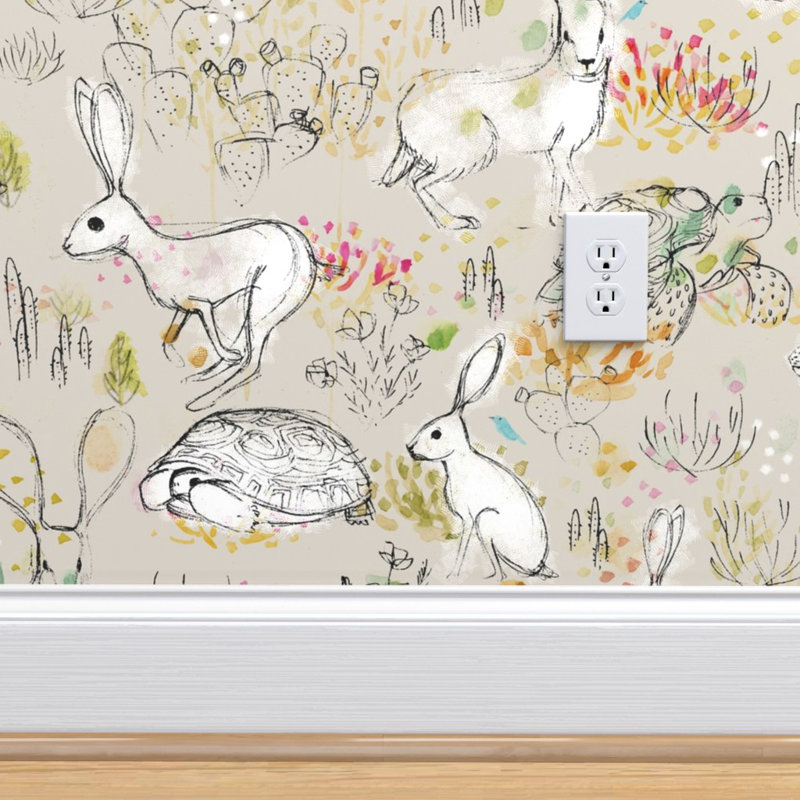 Harriet Bee Fye Tortoise And Hare Removable Wallpaper Roll Wayfair