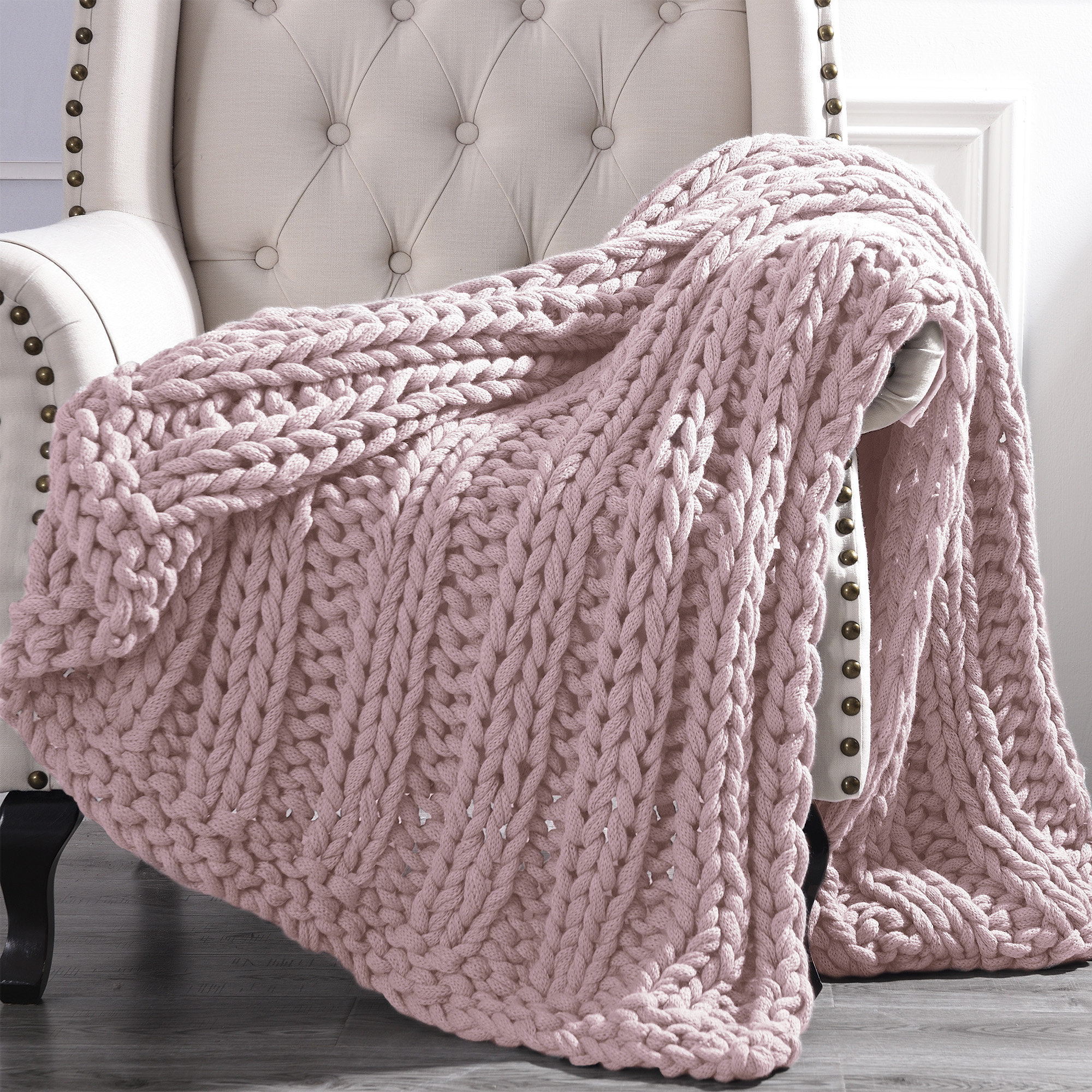 natural chunky knit throw