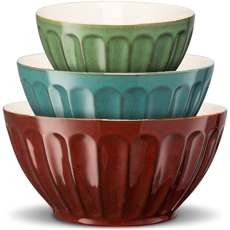 Kook 3 Piece Ceramic Mixing Bowl Set & Reviews | Wayfair