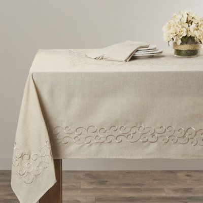 Lark Manor Denim Scroll Design Tablecloth Size: 180" L x 67" W