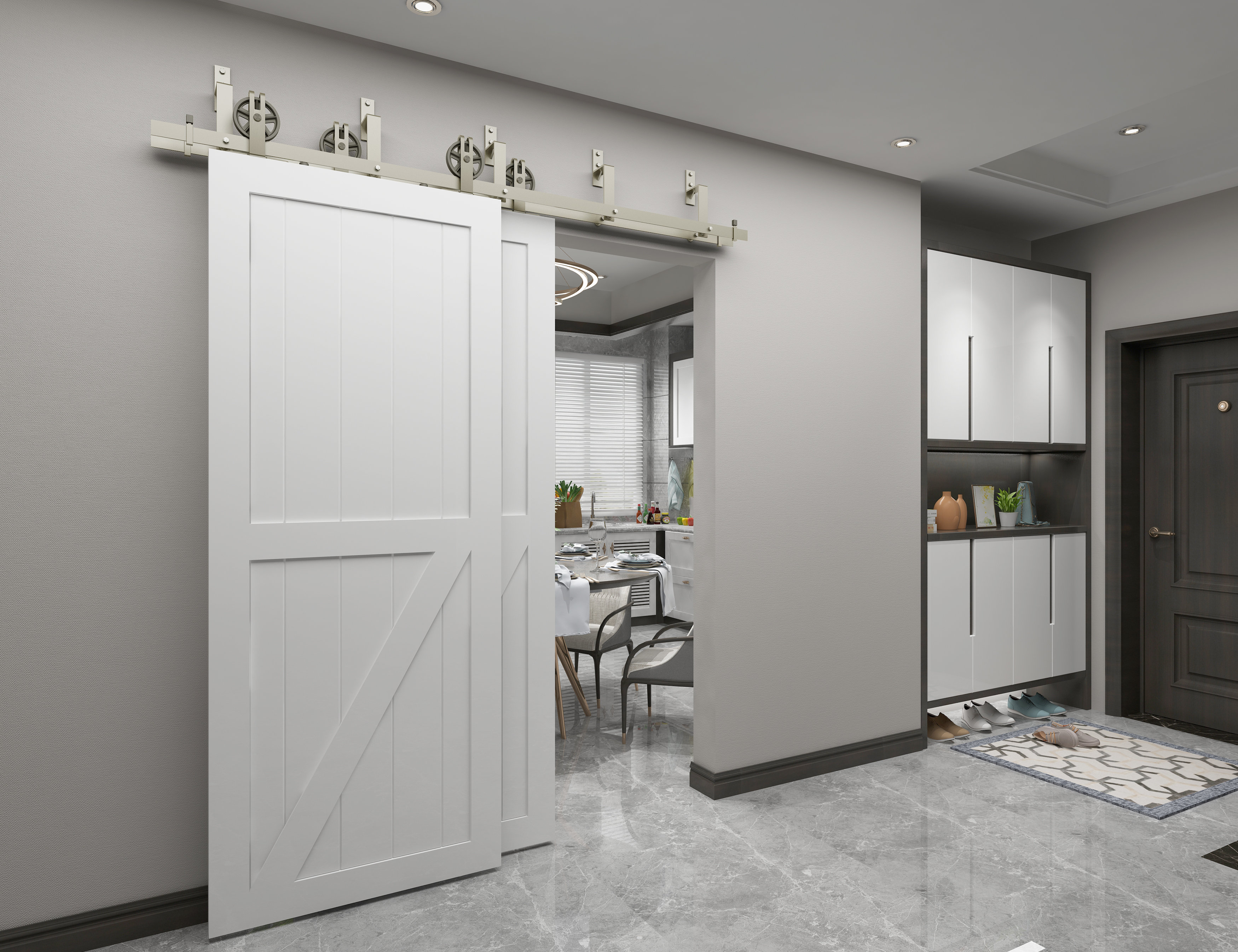 Colonial Elegance Paneled Wood Unfinished Half Check Barn Door