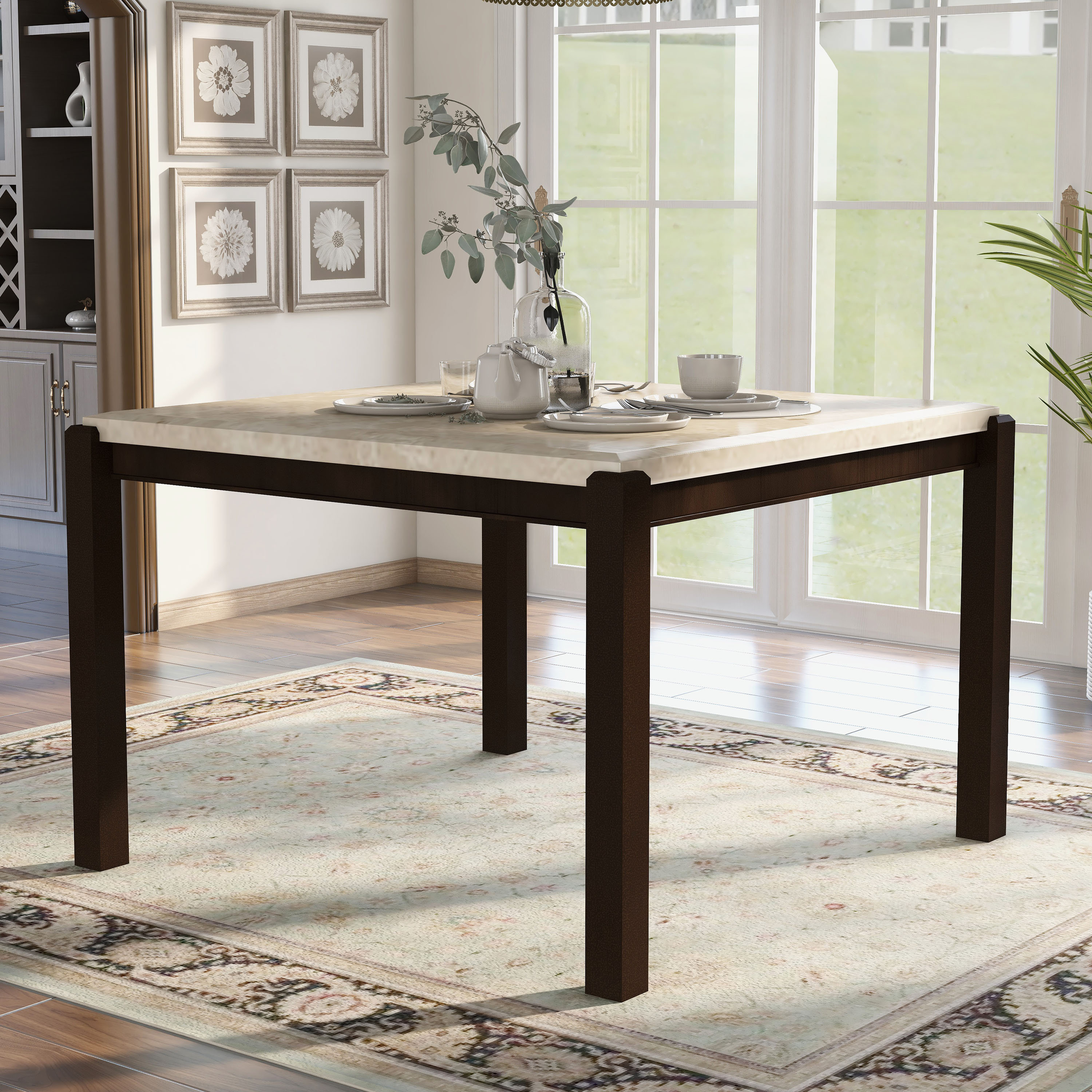 The Twillery Co.® Mahan Counter Height 53.75'' Genuine Marble Dining