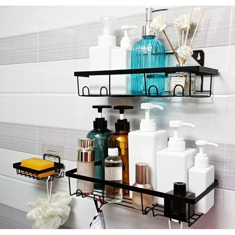 Adhesive Bathroom Shelf Organizer Shower Caddy Kitchen Storage Rack Wall Mounted SUS304 Stainless Steel-2 PACK No Drilling
