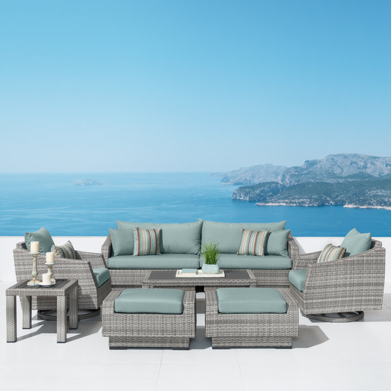 Johana 8 Piece Rattan Sunbrella Sofa Seating Group With Cushions