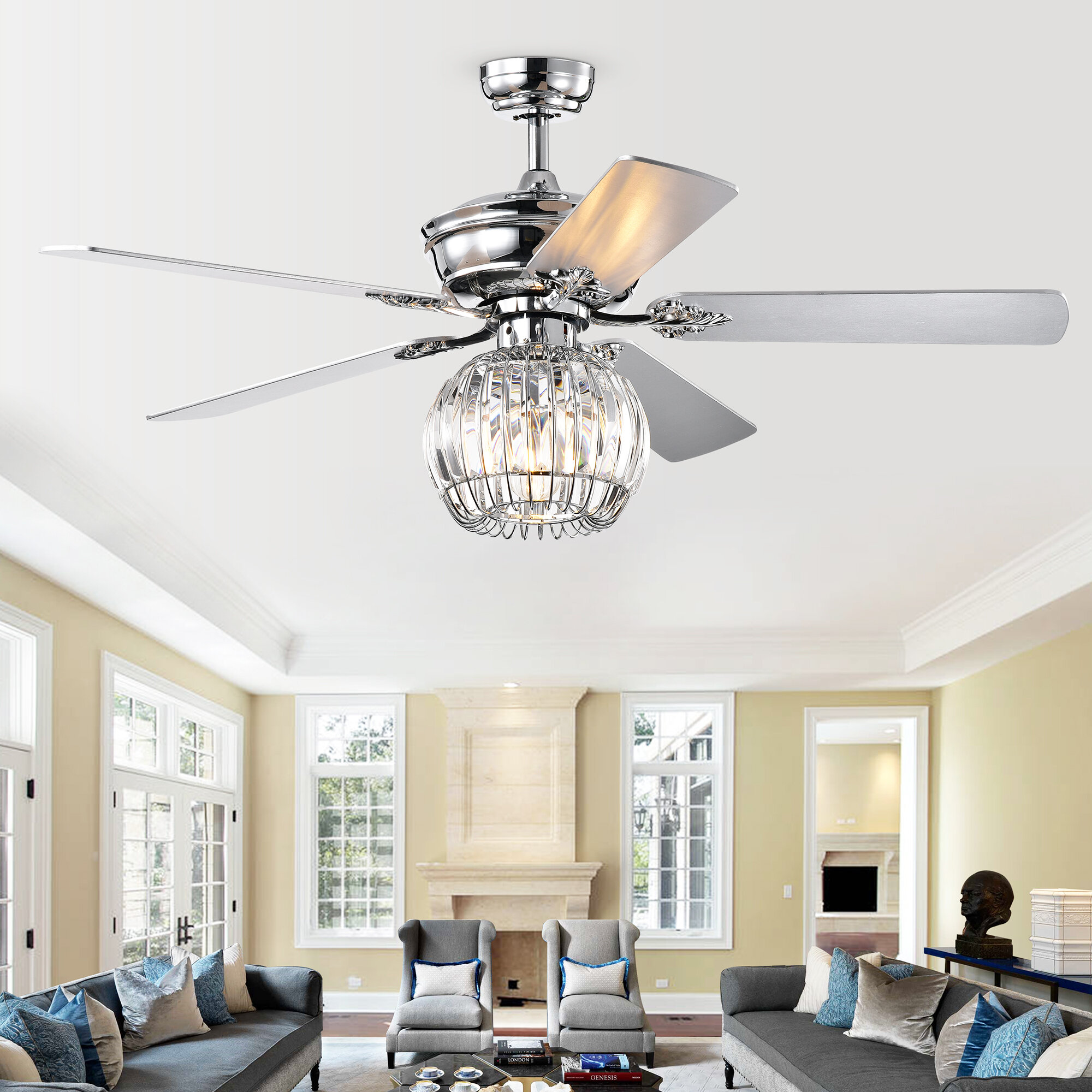 Pitman 5 Blade Lighted Ceiling Fan With Remote Light Kit Included